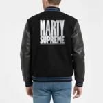 Black & Blue Marty Supreme Versity Lrather Jacket Back