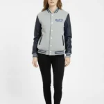 Gray & Navy Marty Supreme Varsity Leather Jacket