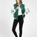 Green and White Marty Supreme Varsity Leather Jacket