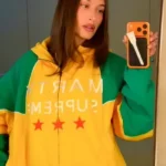 Hailey Bieber Marty Supreme Yellow And Green Hooded Jacket