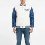 Marty Supreme Blue and White Varsity Jacket