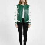 Marty Supreme Green and White Varsity Jacket