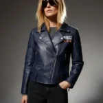 Marty Supreme Navy Blue Leather Jacket