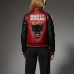 Marty Supreme Red and Black Varsity Jacket Back