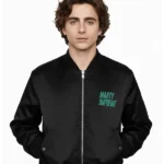 Marty Supreme Timothee Black Bomber Satin Jacket