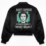 Marty Supreme Timothee Chalamet Black Bomber Jacket Back