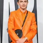 Marty Supreme Timothee Chalamet Orange Leather Blazer