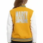 Marty Supreme Yellow and White Varsity Jacket Back