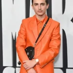 Timothee Chalamet Marty Supreme Orange Leather Blazer