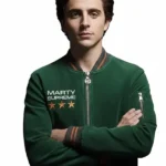 Unisex Marty Supreme Green Bomber Leather Jacket