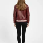 Vine Red Marty Supreme Varsity Leather Jacket Back