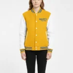 White & Yellow Marty Supreme Leather Varsity Jacket