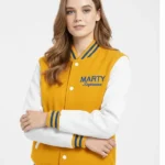 White & Yellow Marty Supreme Varsity Leather Jacket