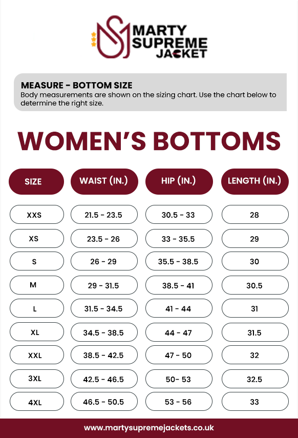 Women Size Chart Desktop