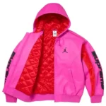 Supreme x Jordan Hooded Pink Leather Jacket
