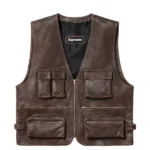 Supreme Cargo Brown Leather Vest